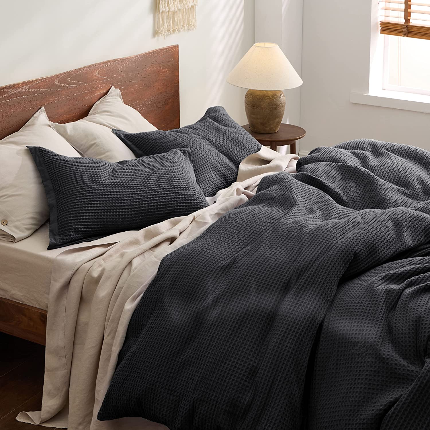 Nature4u 100% Cotton Waffle Weave Duvet Cover set, Soft and Breathable Set of 3 - Image 27