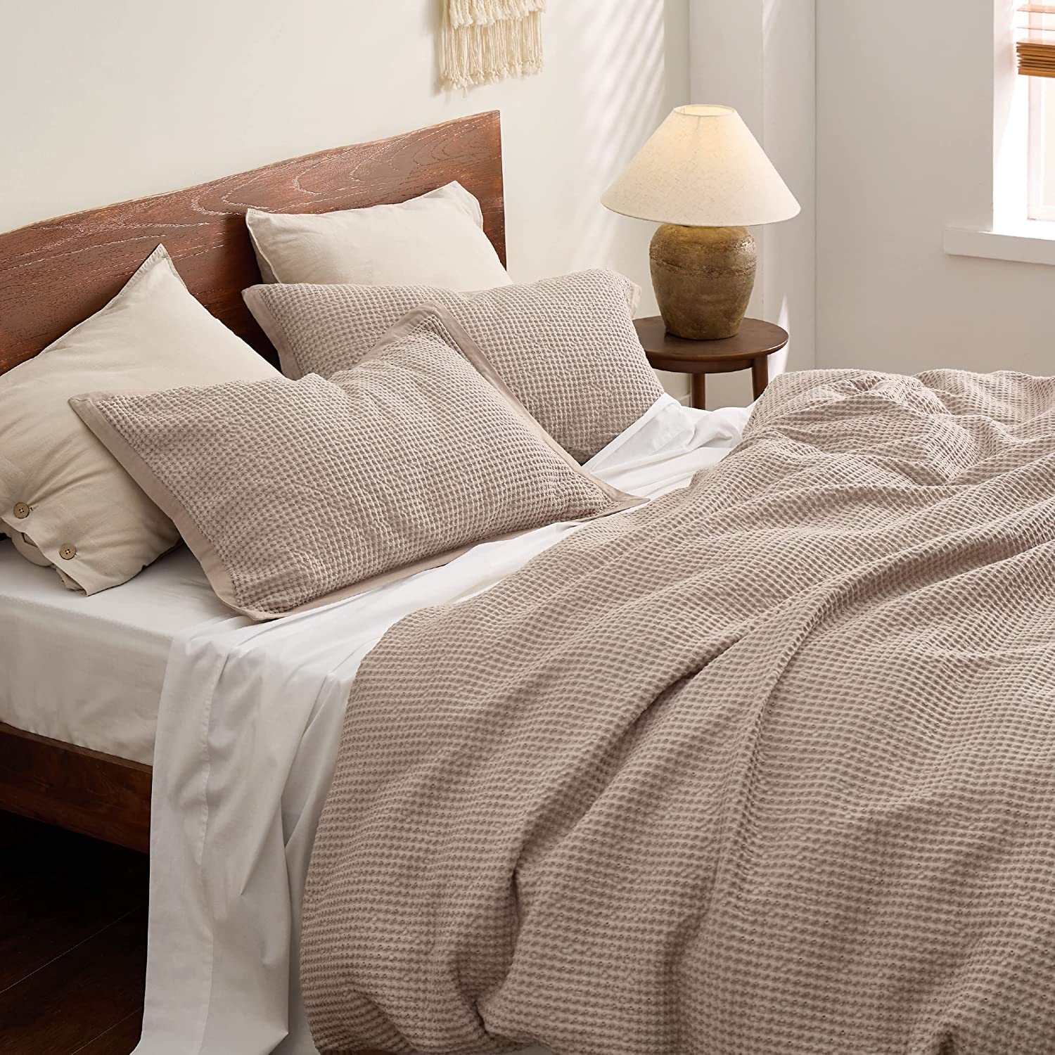 Nature4u 100% Cotton Waffle Weave Duvet Cover set, Soft and Breathable Set of 3 - Image 35