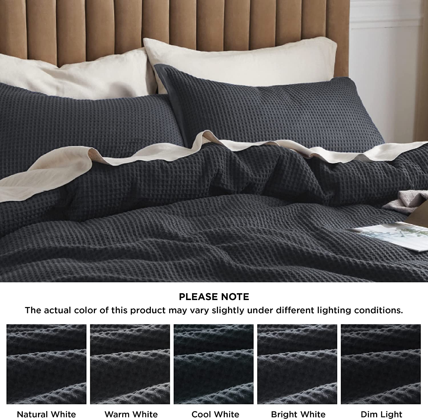 Nature4u 100% Cotton Waffle Weave Duvet Cover set, Soft and Breathable Set of 3 - Image 23