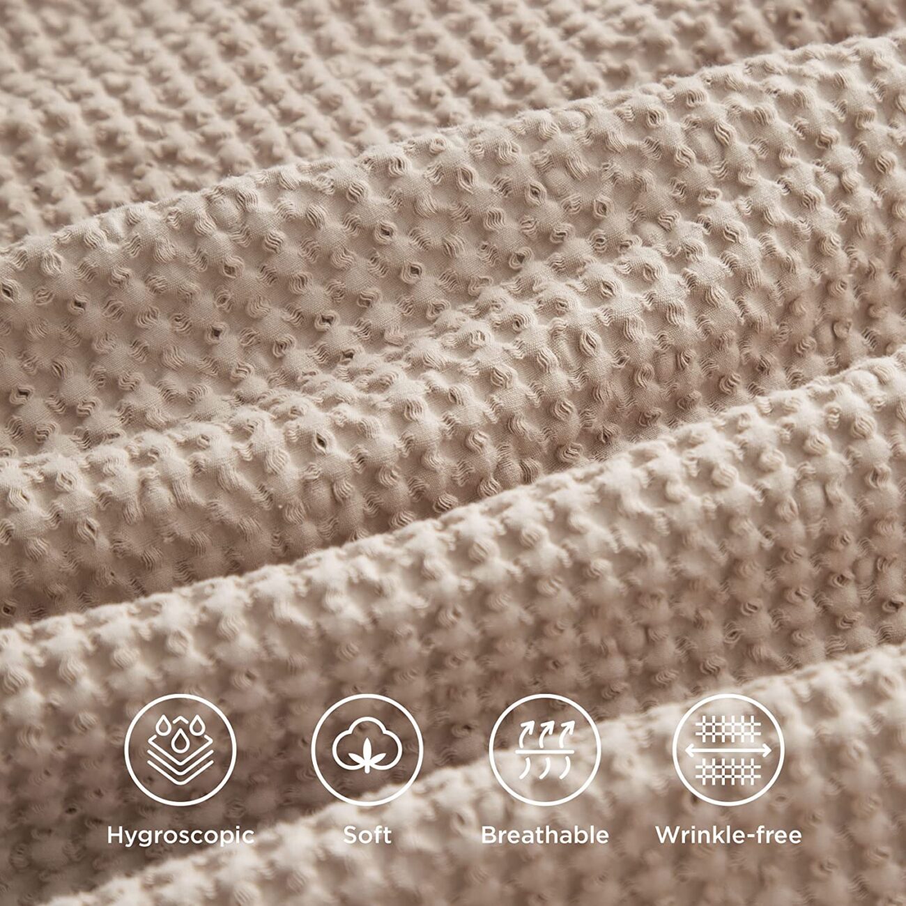 Nature4u 100% Cotton Waffle Weave Duvet Cover set, Soft and Breathable Set of 3 - Image 36