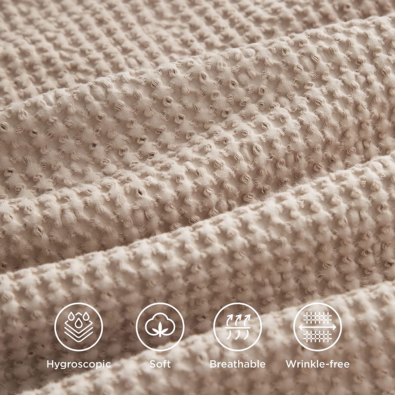 Nature4u 100% Cotton Waffle Weave Duvet Cover set, Soft and Breathable Set of 3 - Image 36
