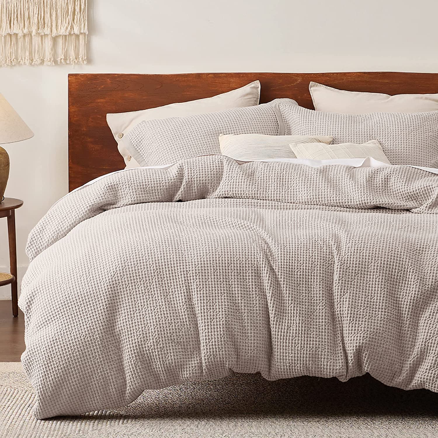 Nature4u 100% Cotton Waffle Weave Duvet Cover set, Soft and Breathable Set of 3 - Image 16