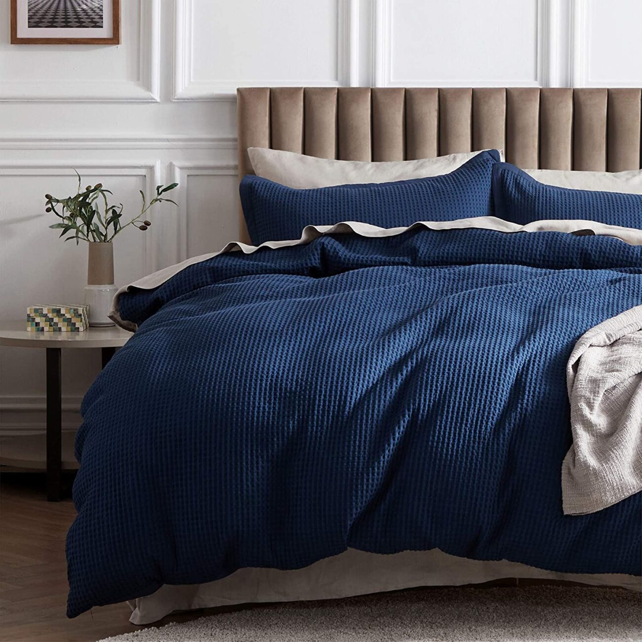 Nature4u 100% Cotton Waffle Weave Duvet Cover set, Soft and Breathable Set of 3 - Image 7