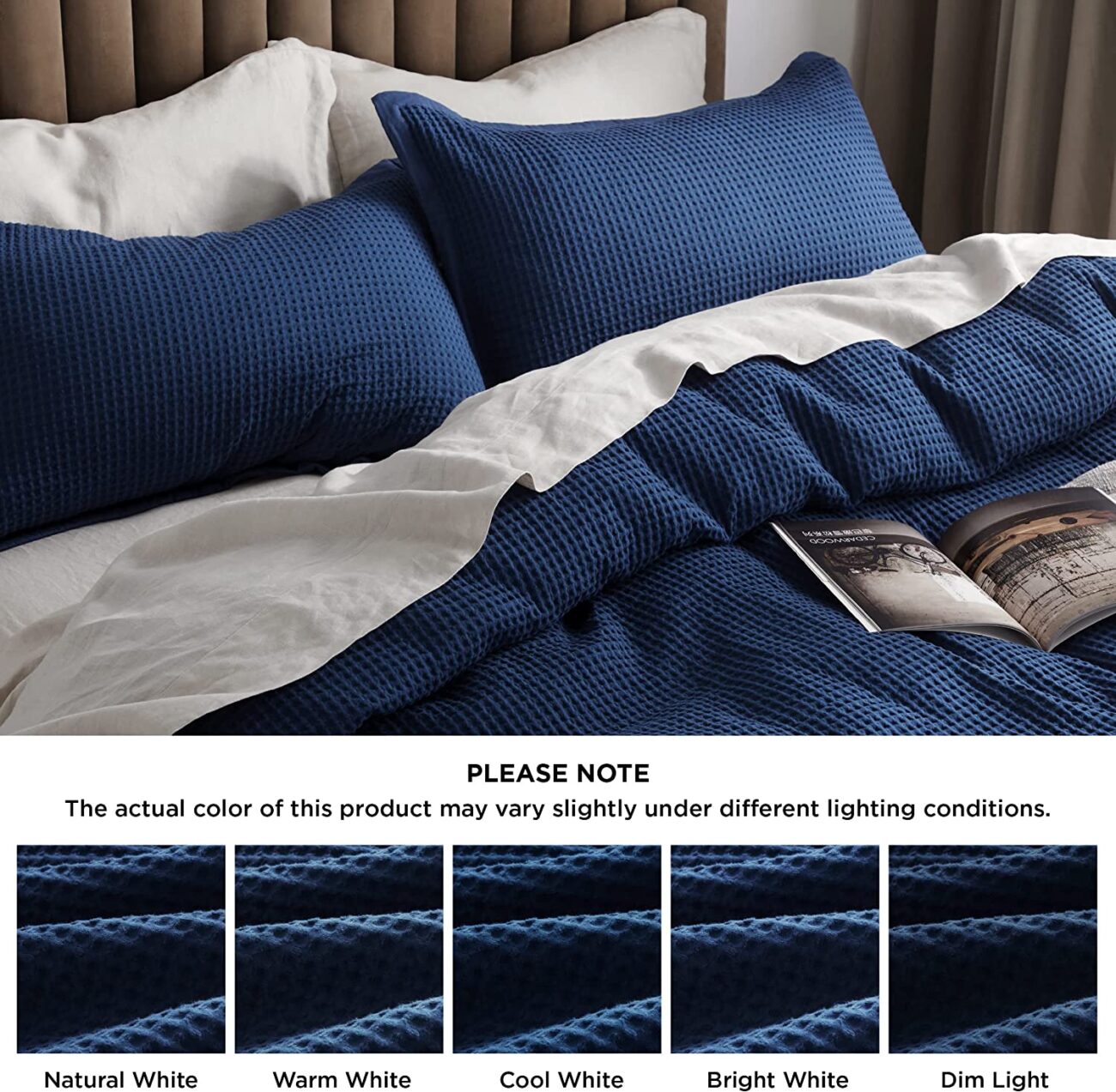 Nature4u 100% Cotton Waffle Weave Duvet Cover set, Soft and Breathable Set of 3 - Image 14