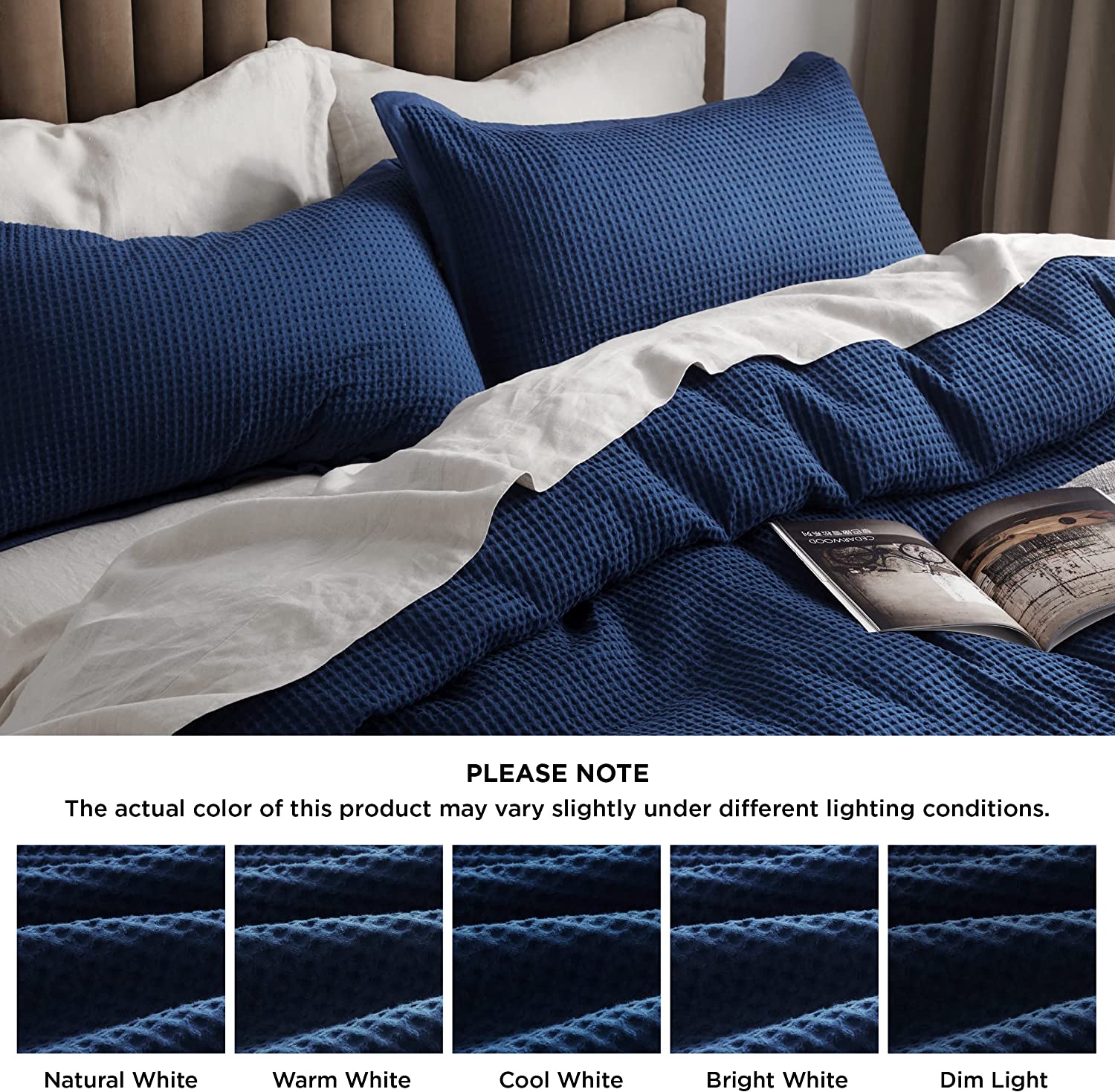 Nature4u 100% Cotton Waffle Weave Duvet Cover set, Soft and Breathable Set of 3 - Image 14