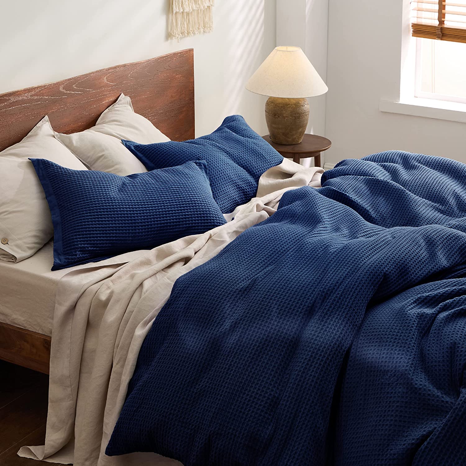 Nature4u 100% Cotton Waffle Weave Duvet Cover set, Soft and Breathable Set of 3 - Image 9