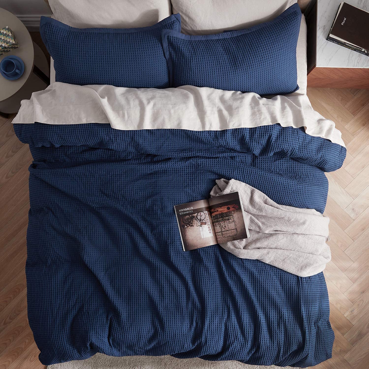 Nature4u 100% Cotton Waffle Weave Duvet Cover set, Soft and Breathable Set of 3 - Image 13