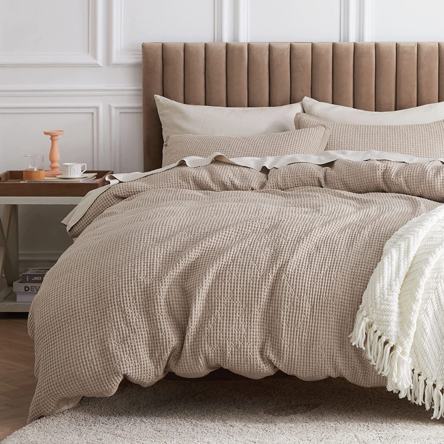 Nature4u 100% Cotton Waffle Weave Duvet Cover set, Soft and Breathable Set of 3 - Image 33
