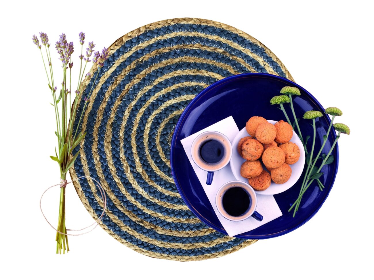 Nature4u 100% Jute Hand Braided Placemat Set of 6 (14” Diameter, Natural Blue) - Image 2