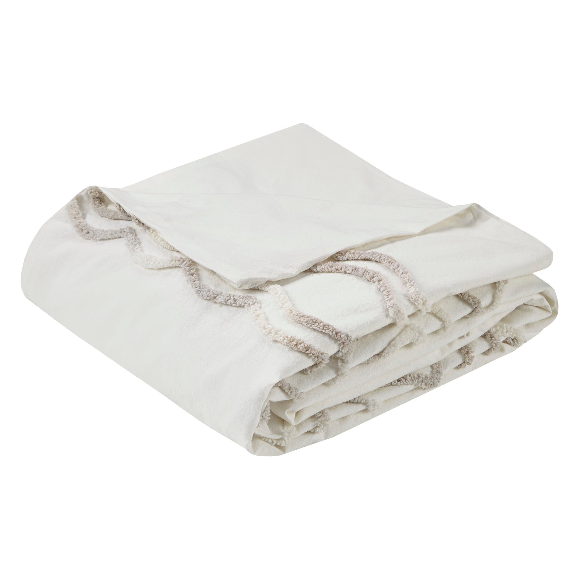 Nature4u Ivory Tufted Cotton Chenille 3 Piece Duvet Cover Set, Full/Queen & King - Image 5