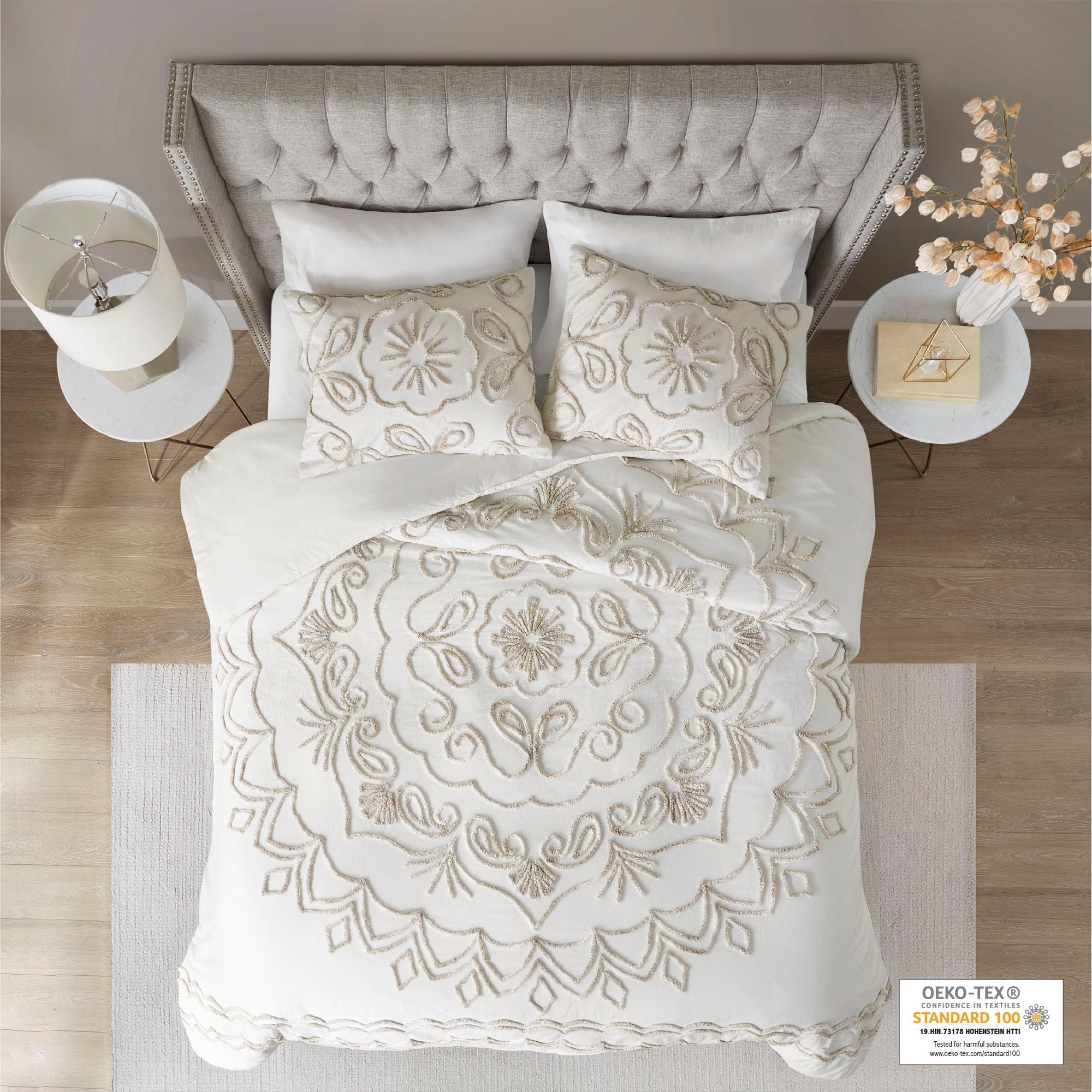 Nature4u Ivory Tufted Cotton Chenille 3 Piece Duvet Cover Set, Full/Queen & King - Image 7