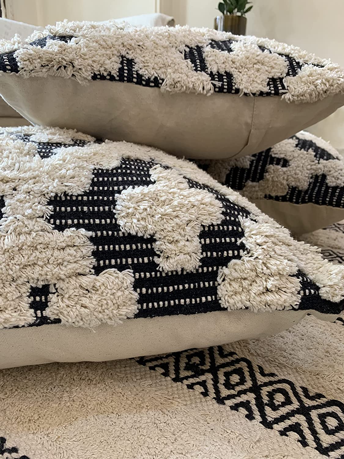 Nature4u Set of 2 Boho Throw Pillow Covers for Couch , 100% Cotton Hand-Woven - Image 4