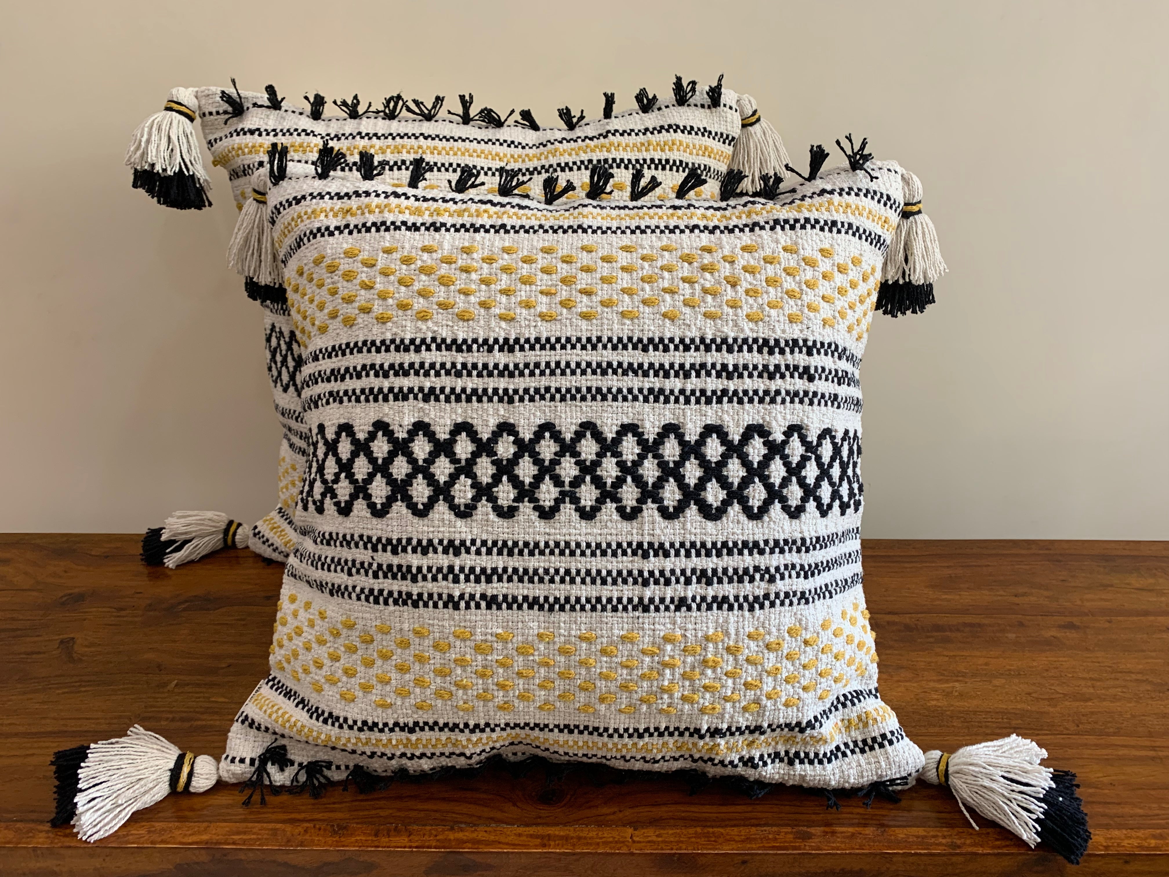 Nature4u Set of 2 Boho Throw Pillow Covers for Couch , 18 x 18 Inch Cotton Hand-Woven with Tassels - Image 16
