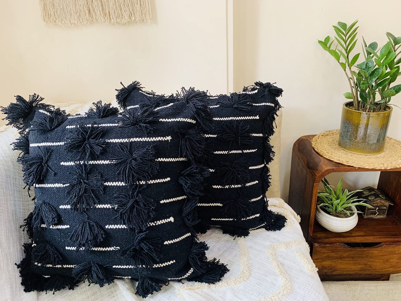 Nature4u Throw Pillow Cover 18X18 & 12x20 Boho Pillow Bohemian Decorative Pillow Covers