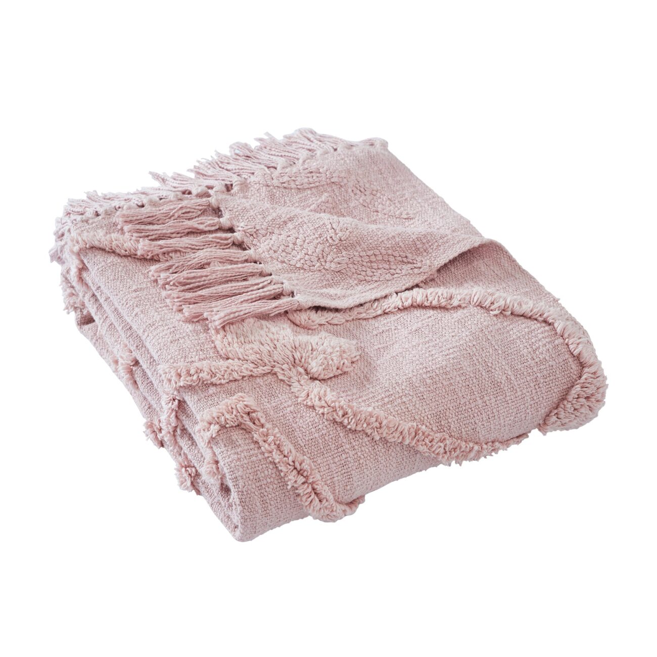 Nature4uTufted Medallion Solid Cotton  tufted Throw, 50 x 60, Blush,Blue, Off white - Image 7