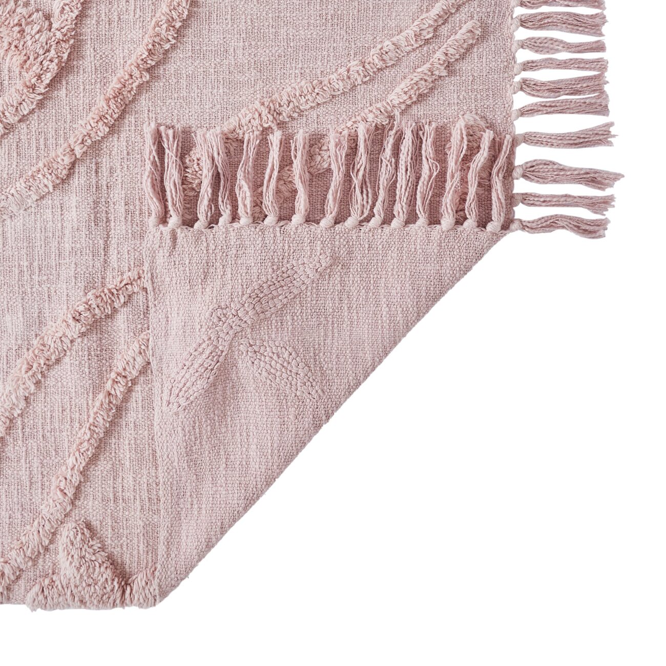 Nature4uTufted Medallion Solid Cotton  tufted Throw, 50 x 60, Blush,Blue, Off white - Image 8