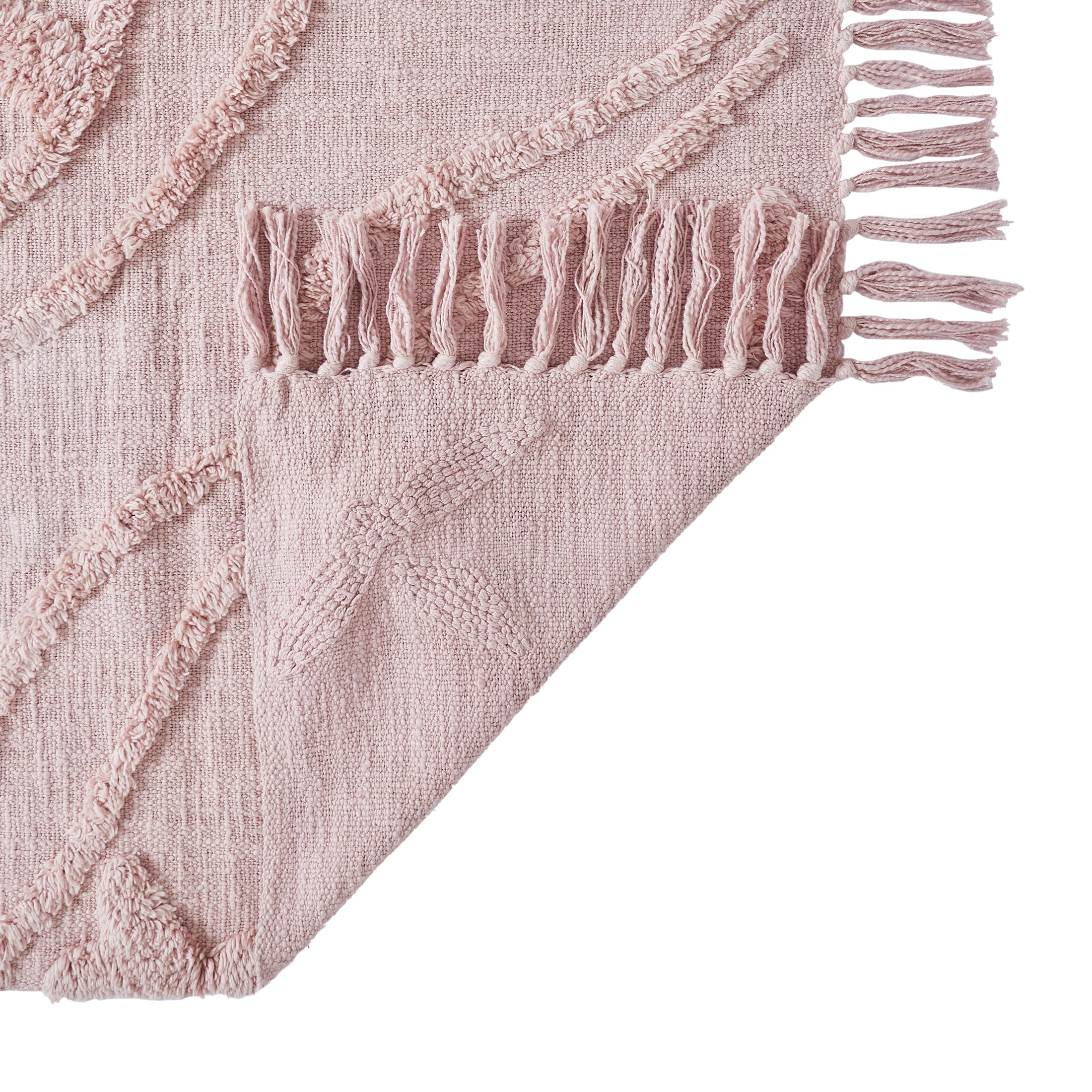 Nature4uTufted Medallion Solid Cotton tufted Throw, 50 x 60, Blush,Blue, Off white - Image 8
