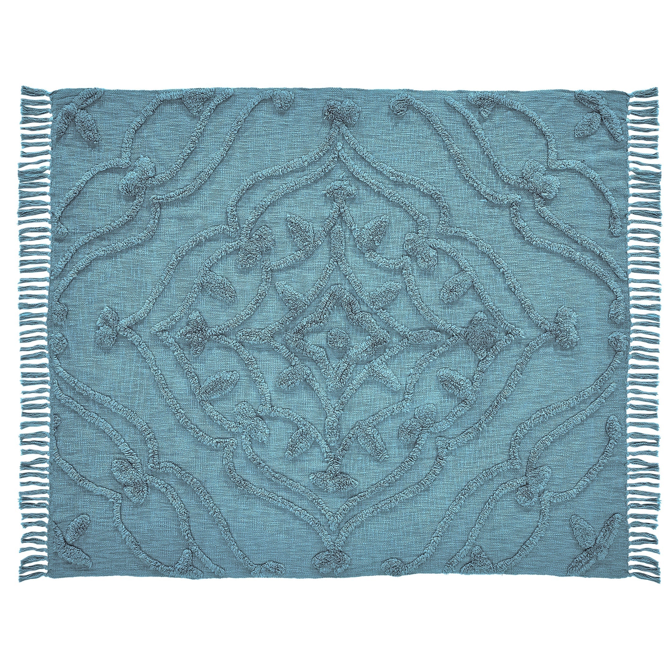 Nature4uTufted Medallion Solid Cotton tufted Throw, 50 x 60, Blush,Blue, Off white - Image 10
