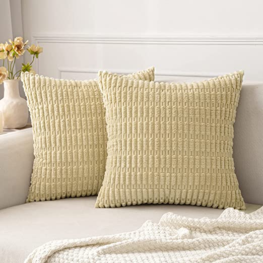 Pack of 2 Corduroy Decorative Throw Pillow Covers Soft Boho Striped Pillow Covers - Image 49