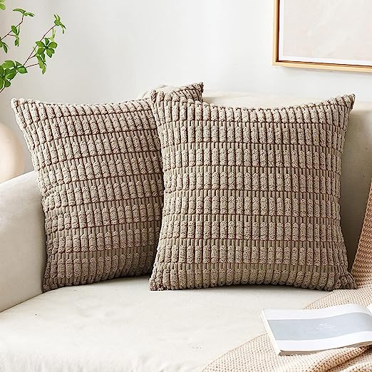 Pack of 2 Corduroy Decorative Throw Pillow Covers Soft Boho Striped Pillow Covers - Image 65