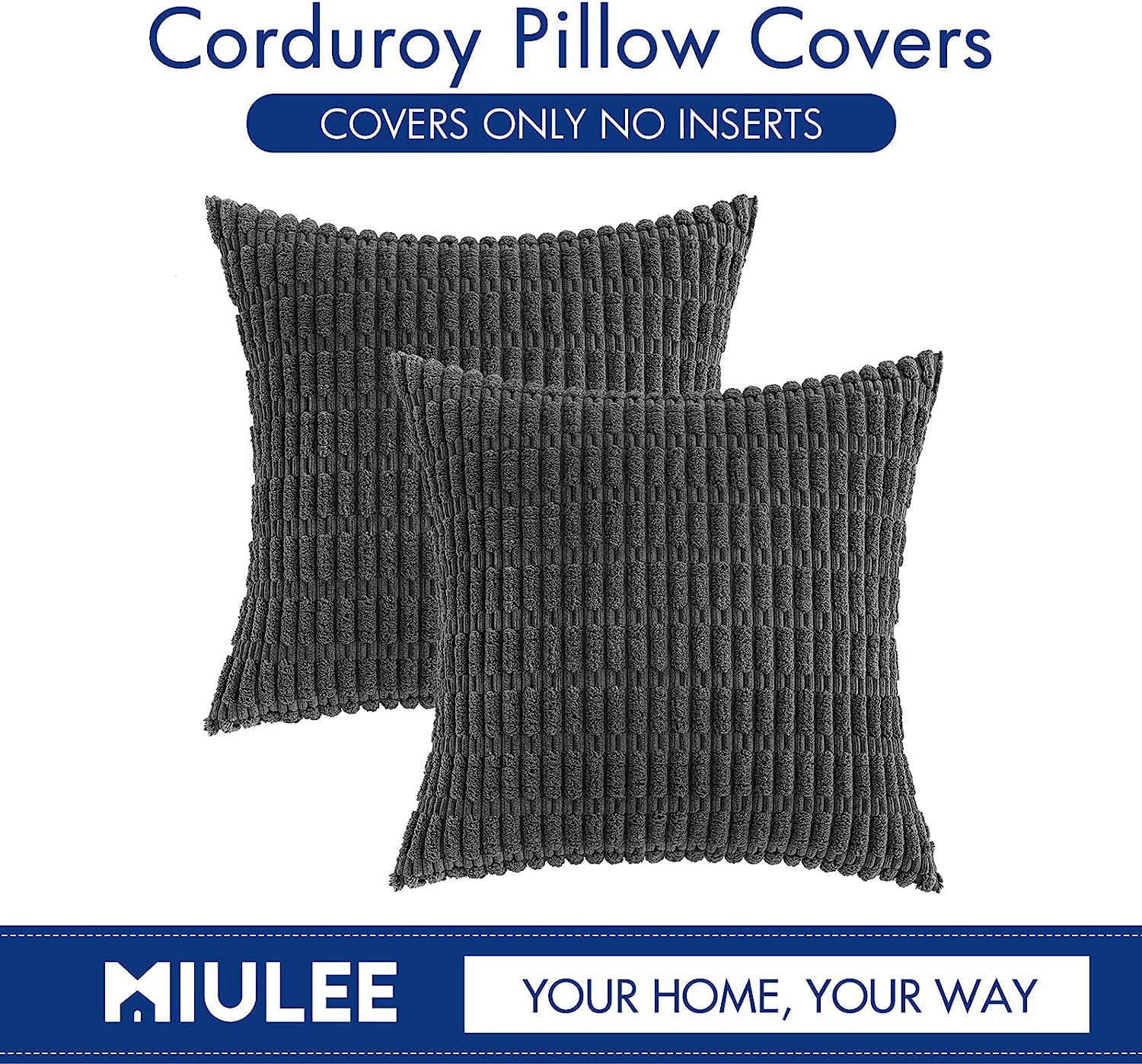 Pack of 2 Corduroy Decorative Throw Pillow Covers Soft Boho Striped Pillow Covers - Image 40