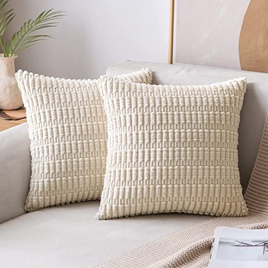 Pack of 2 Corduroy Decorative Throw Pillow Covers Soft Boho Striped Pillow Covers - Image 55