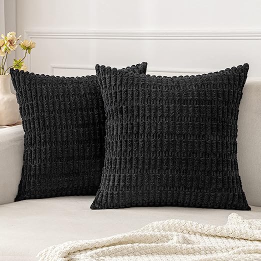 Pack of 2 Corduroy Decorative Throw Pillow Covers Soft Boho Striped Pillow Covers - Image 50