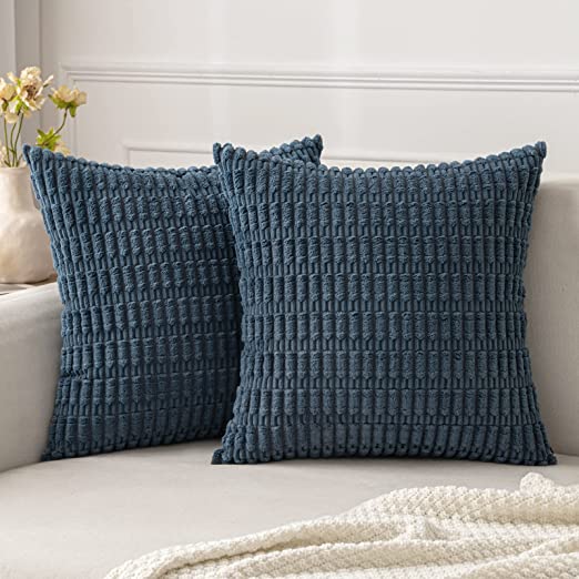 Pack of 2 Corduroy Decorative Throw Pillow Covers Soft Boho Striped Pillow Covers - Image 51