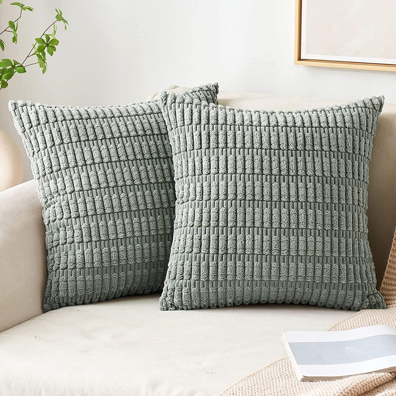 Pack of 2 Corduroy Decorative Throw Pillow Covers Soft Boho Striped Pillow Covers - Image 16