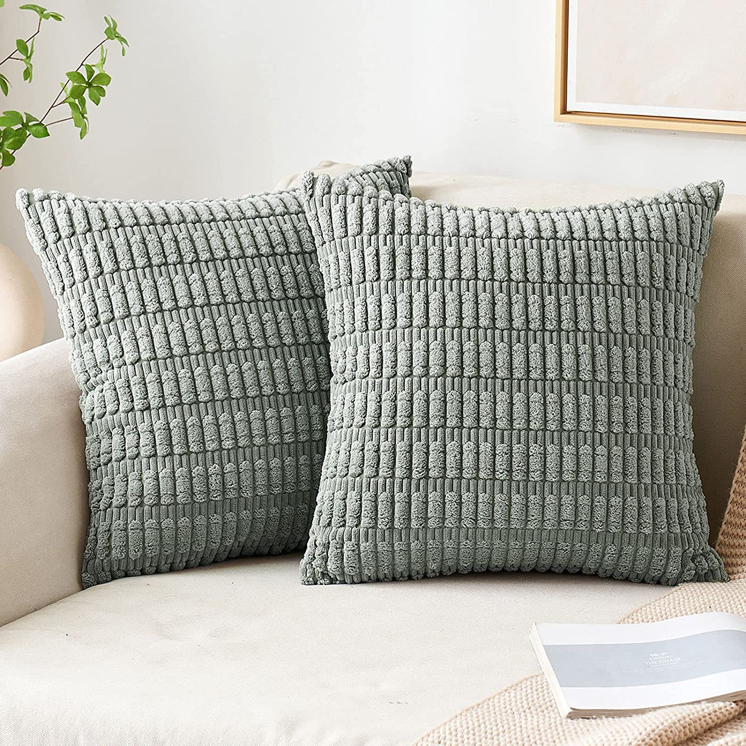 Pack of 2 Corduroy Decorative Throw Pillow Covers Soft Boho Striped Pillow Covers - Image 16