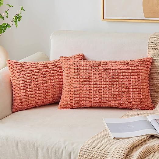 Pack of 2 Corduroy Decorative Throw Pillow Covers Soft Boho Striped Pillow Covers - Image 68