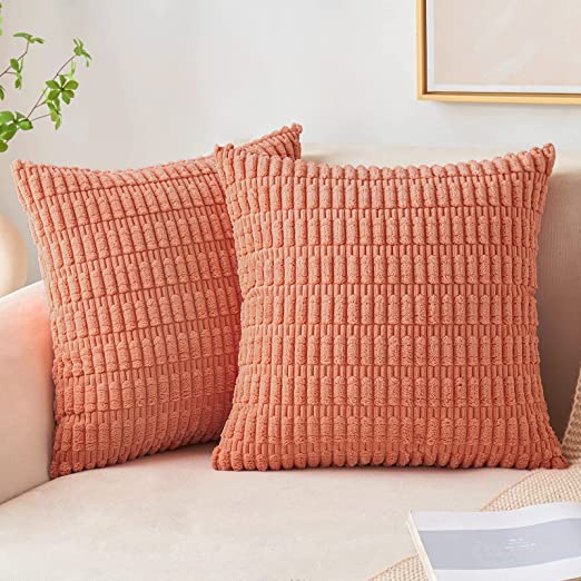 Pack of 2 Corduroy Decorative Throw Pillow Covers Soft Boho Striped Pillow Covers - Image 52
