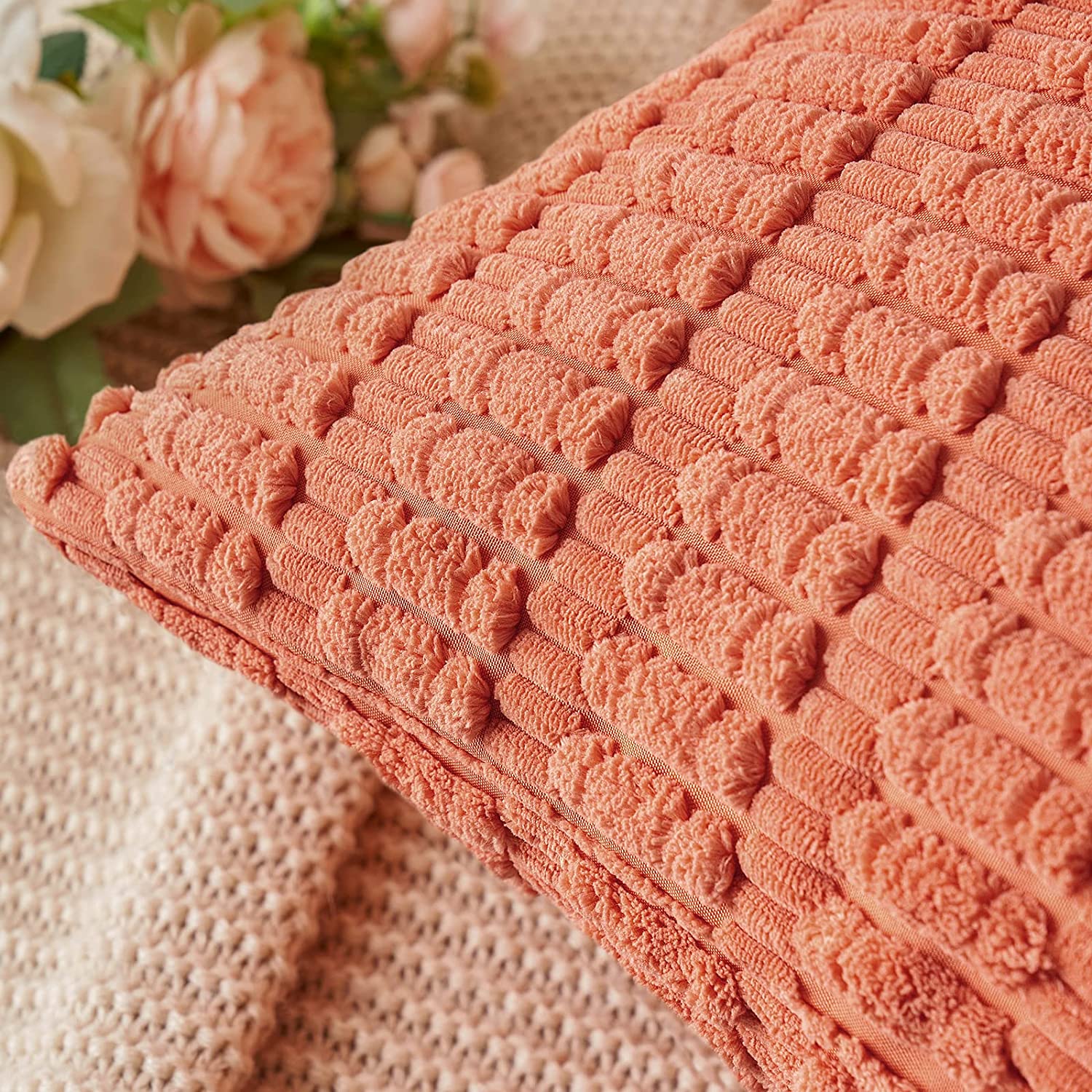 Pack of 2 Corduroy Decorative Throw Pillow Covers Soft Boho Striped Pillow Covers - Image 12