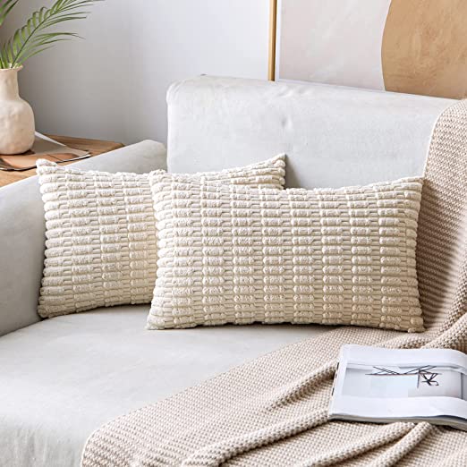 Pack of 2 Corduroy Decorative Throw Pillow Covers Soft Boho Striped Pillow Covers - Image 54