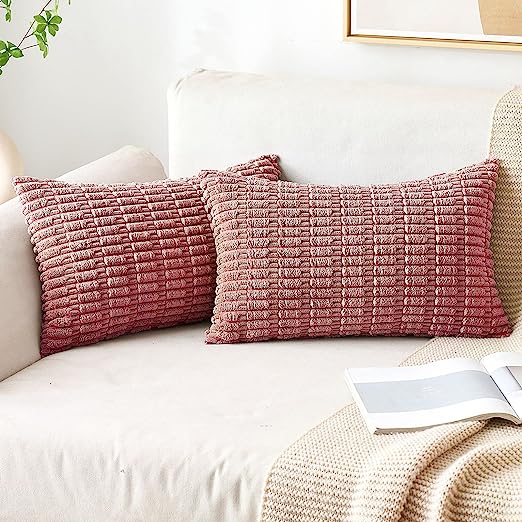 Pack of 2 Corduroy Decorative Throw Pillow Covers Soft Boho Striped Pillow Covers - Image 53