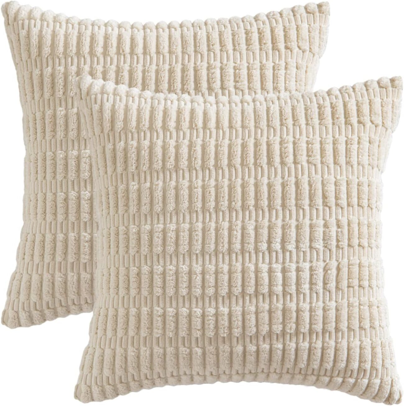 Pack of 2 Corduroy Decorative Throw Pillow Covers Soft Boho Striped Pillow Covers - Image 4