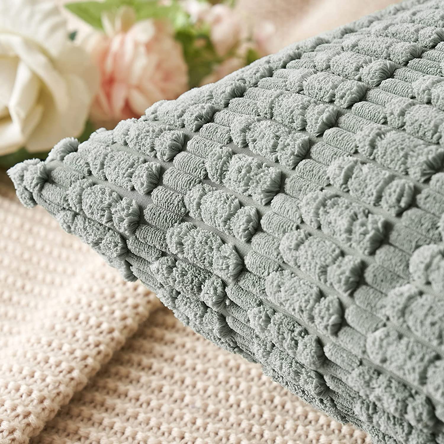 Pack of 2 Corduroy Decorative Throw Pillow Covers Soft Boho Striped Pillow Covers - Image 18