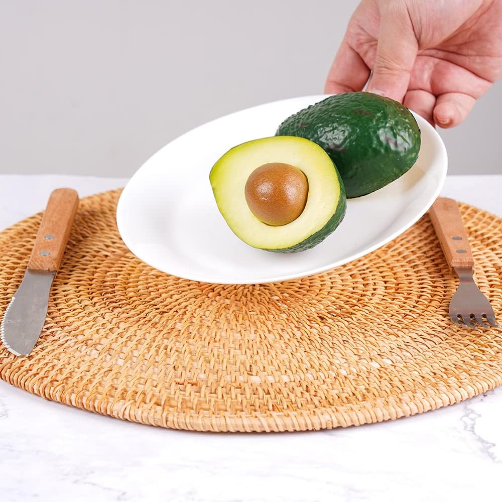 Rattan Placemats , Round Hand Woven Rattan Placemats for Dining Table 11.8in/30cm Set of 4 & 13 in set of 2 - Image 14