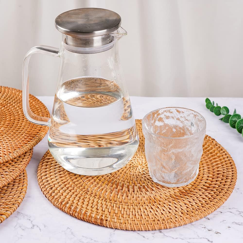 Rattan Placemats , Round Hand Woven Rattan Placemats for Dining Table 11.8in/30cm Set of 4 & 13 in set of 2 - Image 12