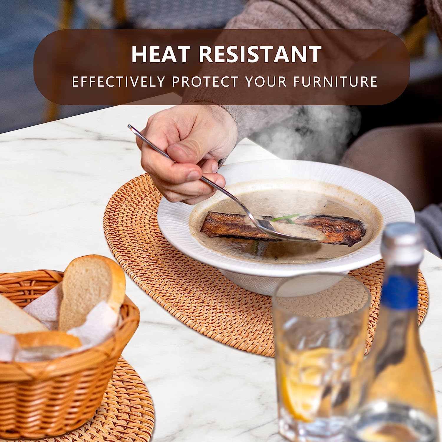 Rattan Placemats , Round Hand Woven Rattan Placemats for Dining Table 11.8in/30cm Set of 4 & 13 in set of 2 - Image 21