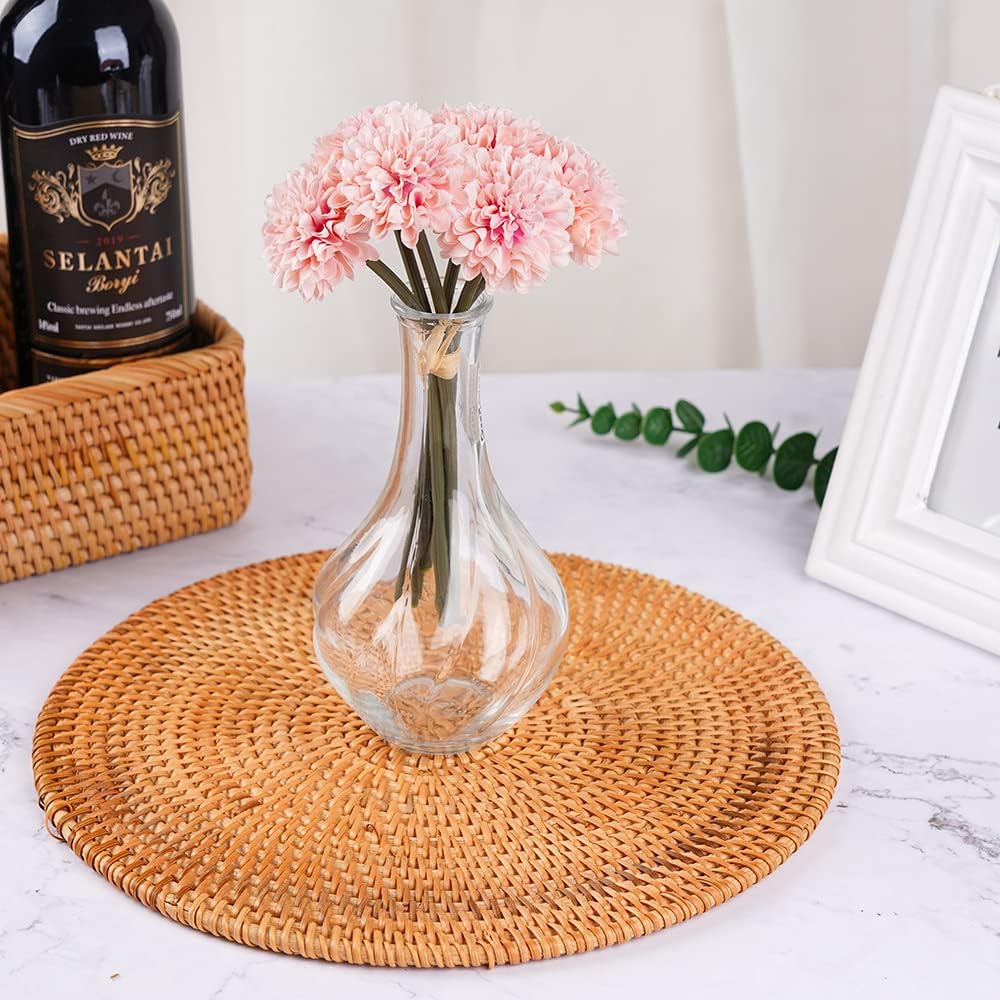 Rattan Placemats , Round Hand Woven Rattan Placemats for Dining Table 11.8in/30cm Set of 4 & 13 in set of 2 - Image 15