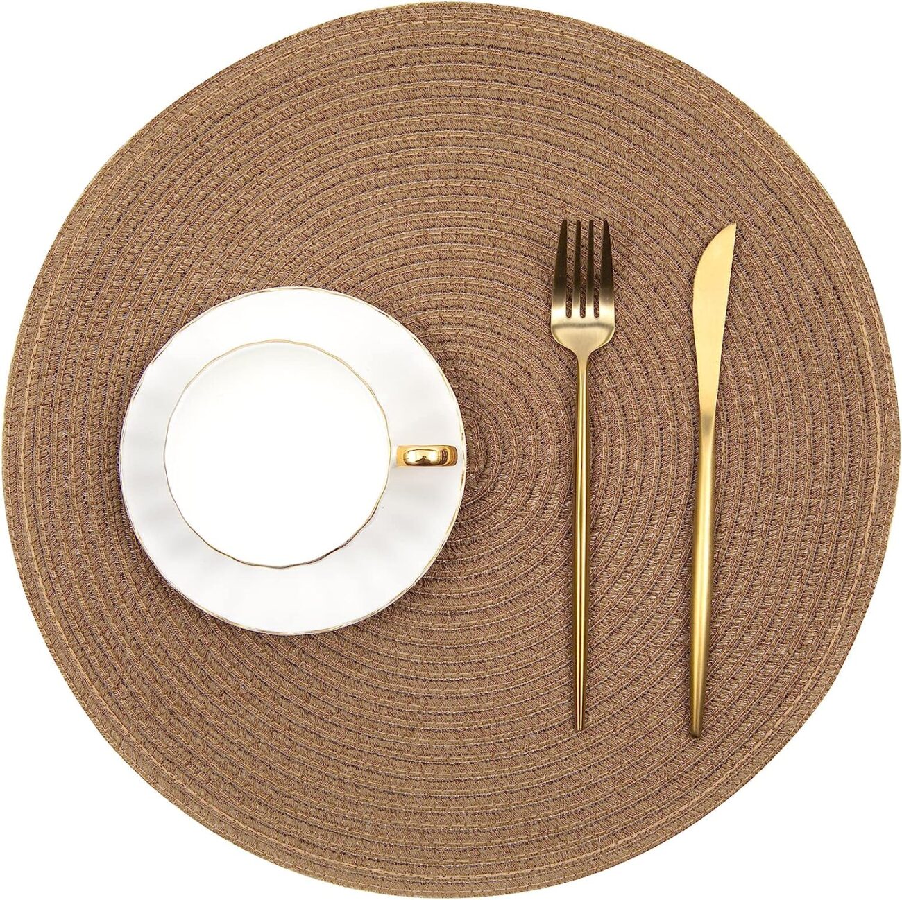 Round Braided Placemats Set Washable 15 inch Round Table Placemat - Image 48