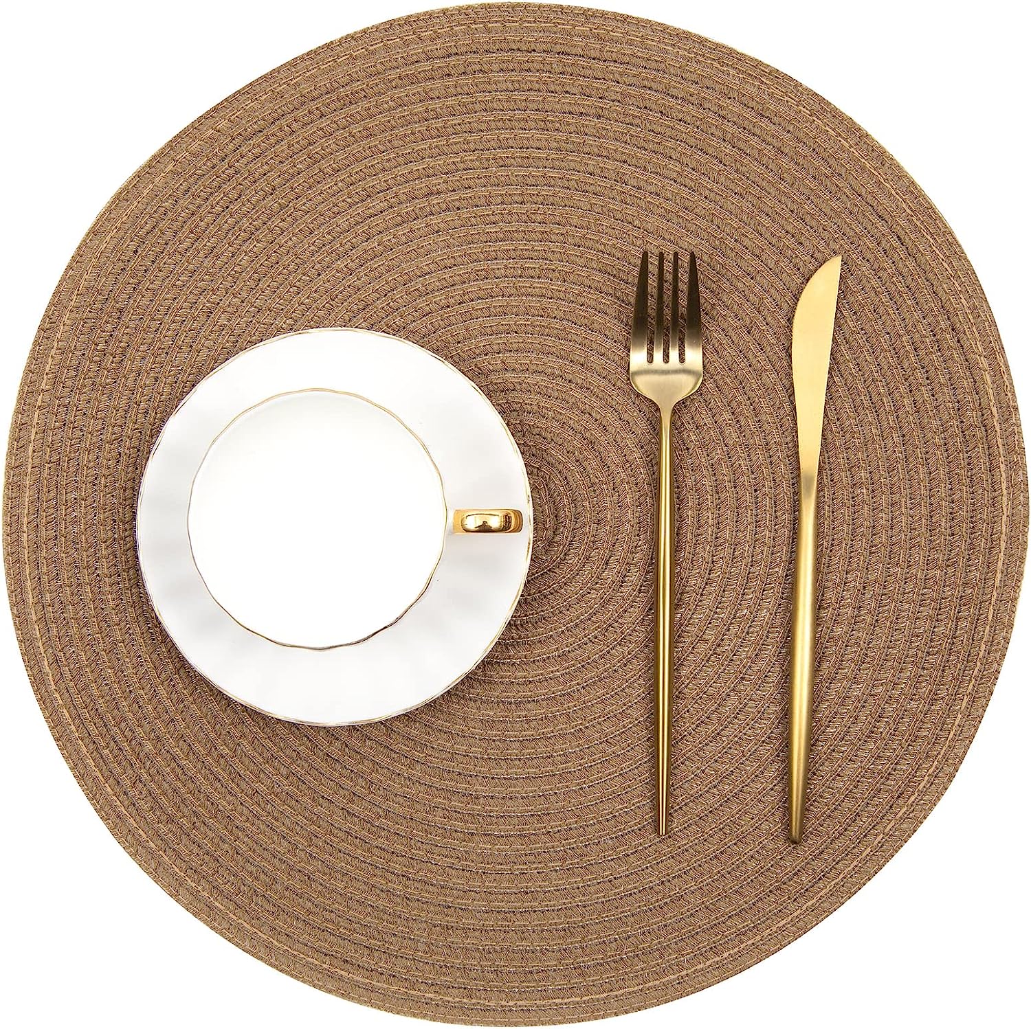Round Braided Placemats Set Washable 15 inch Round Table Placemat - Image 48