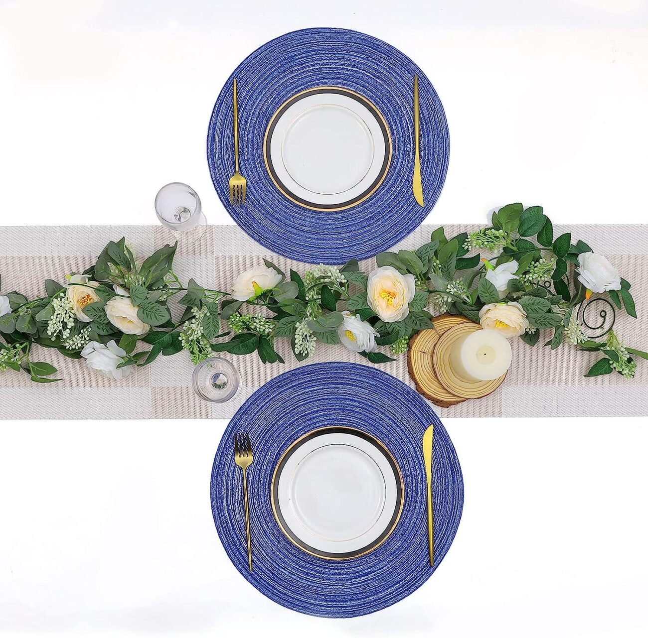 Round Braided Placemats Set Washable 15 inch Round Table Placemat - Image 22