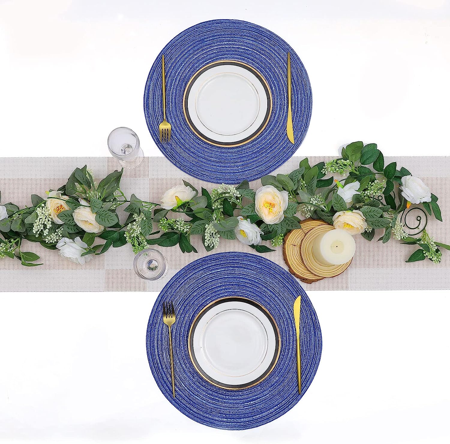 Round Braided Placemats Set Washable 15 inch Round Table Placemat - Image 22