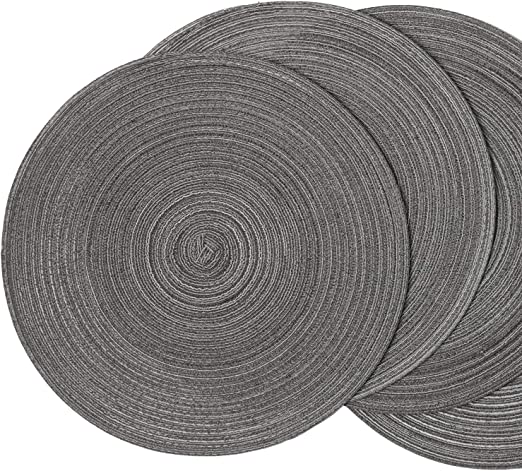 Round Braided Placemats Set Washable 15 inch Round Table Placemat - Image 43