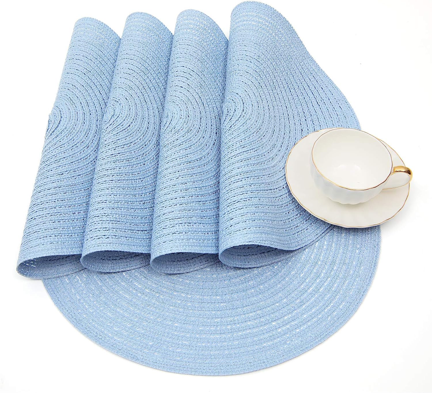 Round Braided Placemats Set Washable 15 inch Round Table Placemat - Image 25