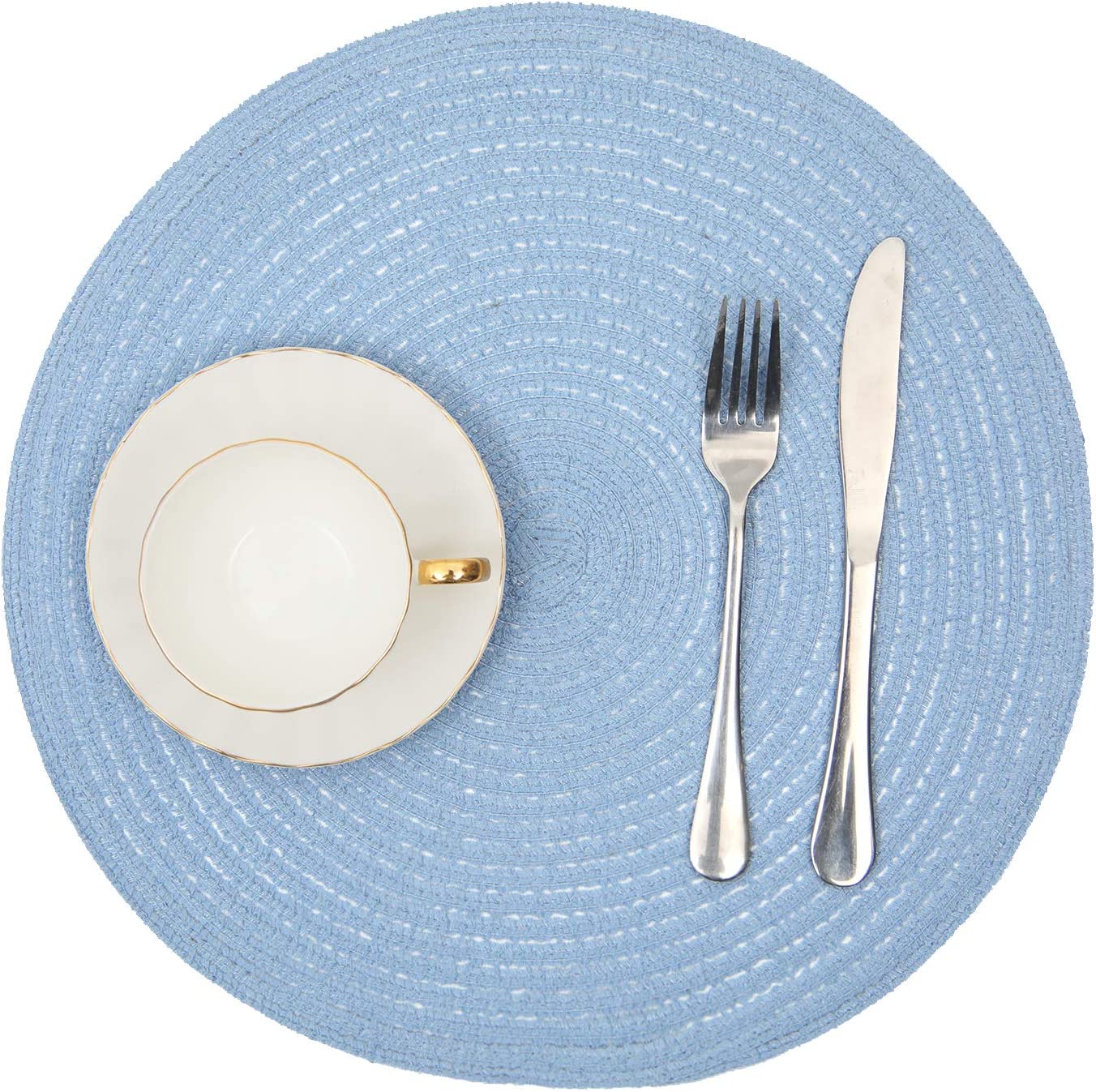 Round Braided Placemats Set Washable 15 inch Round Table Placemat - Image 49