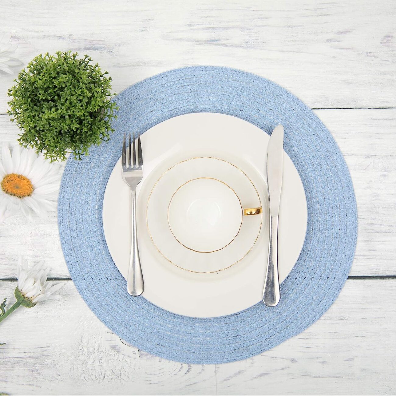 Round Braided Placemats Set Washable 15 inch Round Table Placemat - Image 27