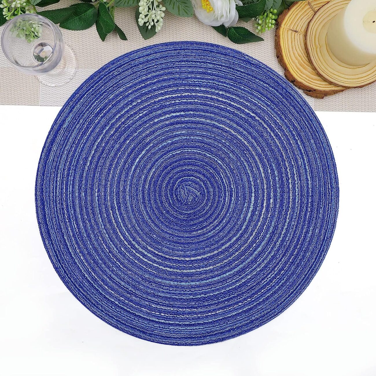 Round Braided Placemats Set Washable 15 inch Round Table Placemat - Image 39